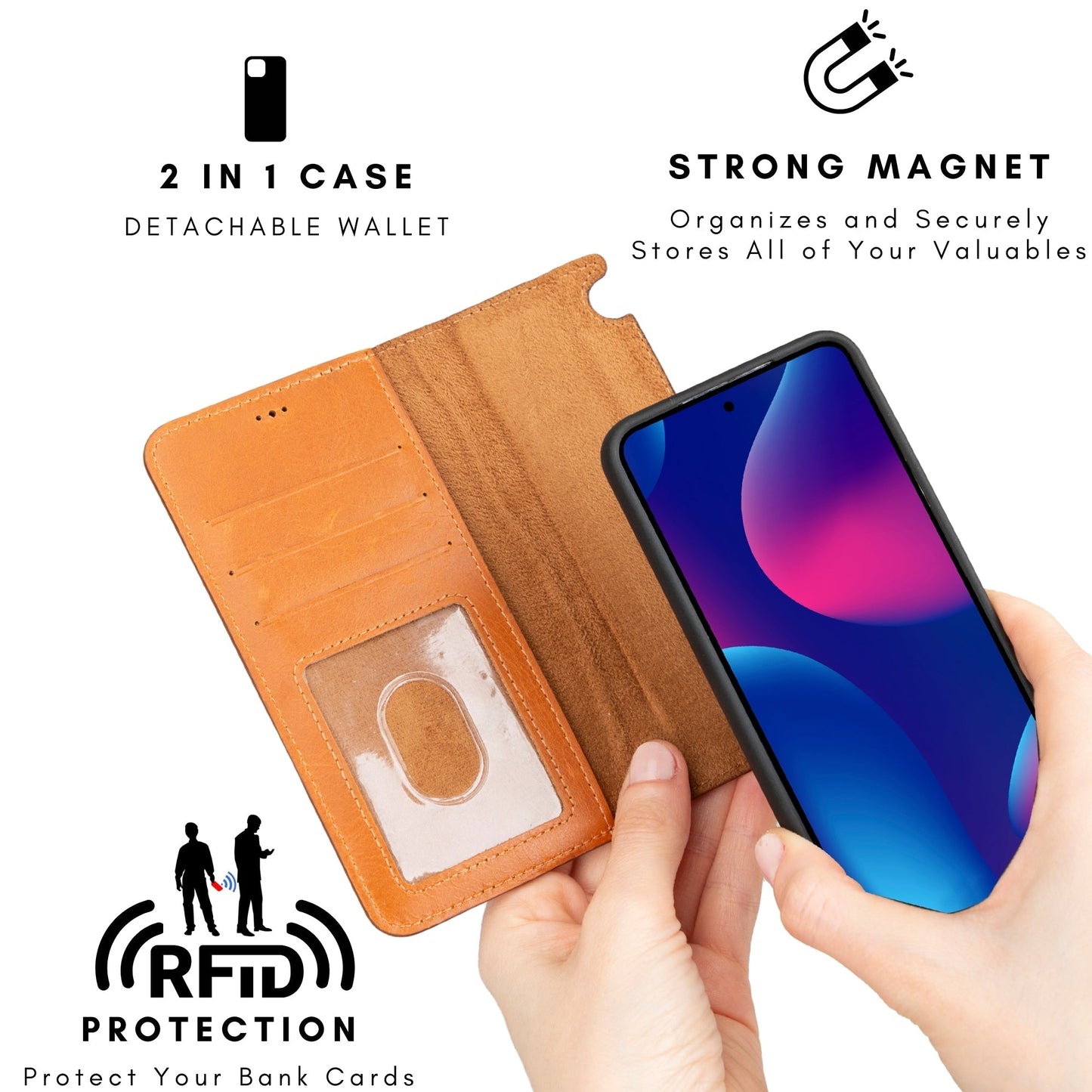 Buffalo Leather Samsung Galaxy S24 Plus Wallet with Detachable Case